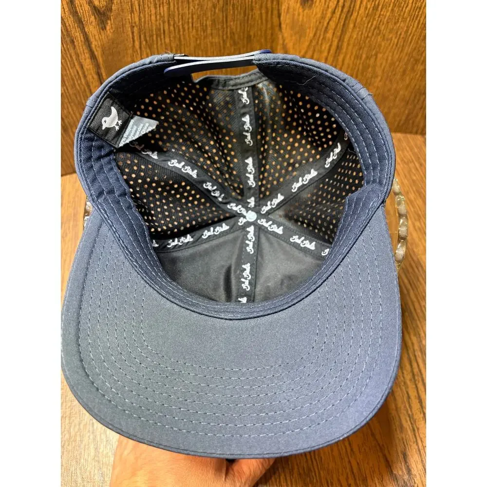 Bad Birdie Mens Navy Snapback Golf Hat Perforated Performance Bird Logo